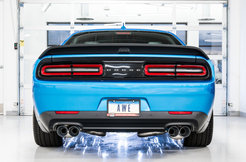 Load image into Gallery viewer, AWE Tuning 2015+ Dodge Challenger 6.4L/6.2L Non-Resonated Touring Edition Exhaust - Quad Silver Tips
