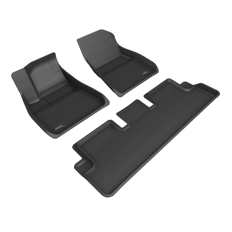Load image into Gallery viewer, 3D MAXpider 20-22 Tesla Model 3 Kagu 1st &amp; 2nd Row Floormats - Black
