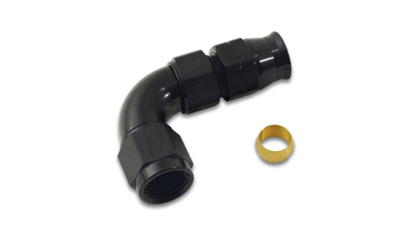 Vibrant 90 Deg 5/16in Tube to Female -6AN Adapter (w/ Olive Inserts)