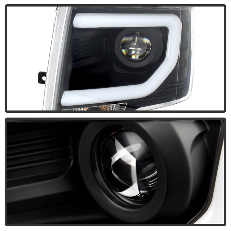 Load image into Gallery viewer, Spyder Ford F150 09-14 Projector Headlights Halogen Model- Light Bar DRL Blk PRO-YD-FF15009-LBDRL-BK
