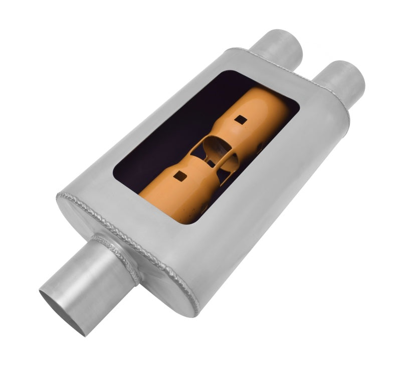 Load image into Gallery viewer, Gibson MWA Superflow Center/Dual Oval Muffler - 4x9x14in/3in Inlet/2.5in Outlet - Stainless
