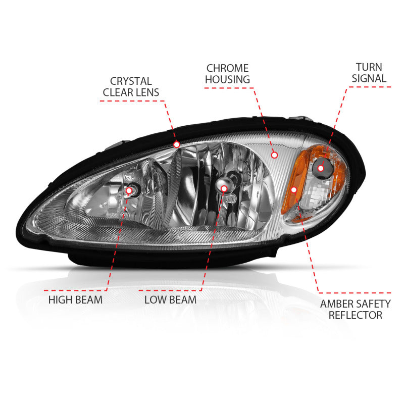 Load image into Gallery viewer, ANZO 2001-2005 Chrysler Pt Cruiser Crystal Headlight Chrome Amber (OE)
