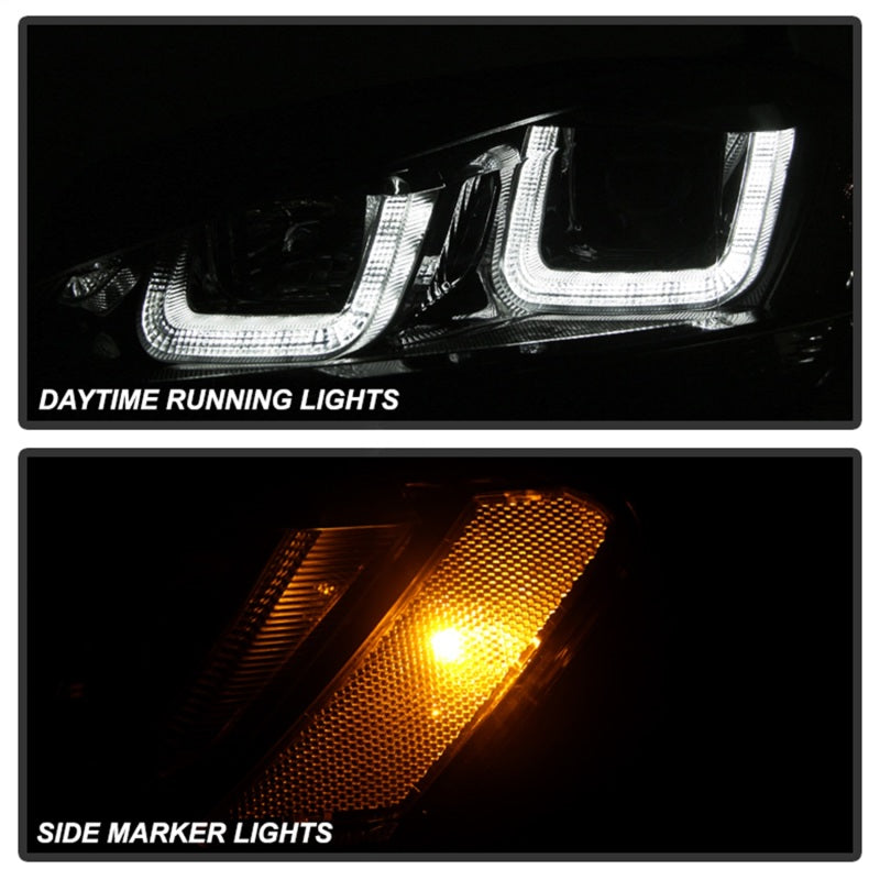 Load image into Gallery viewer, Spyder Volkswagen Golf VII 14-16 Projector Headlights DRL LED Blk Stripe Blk PRO-YD-VG15-BLK-DRL-BK
