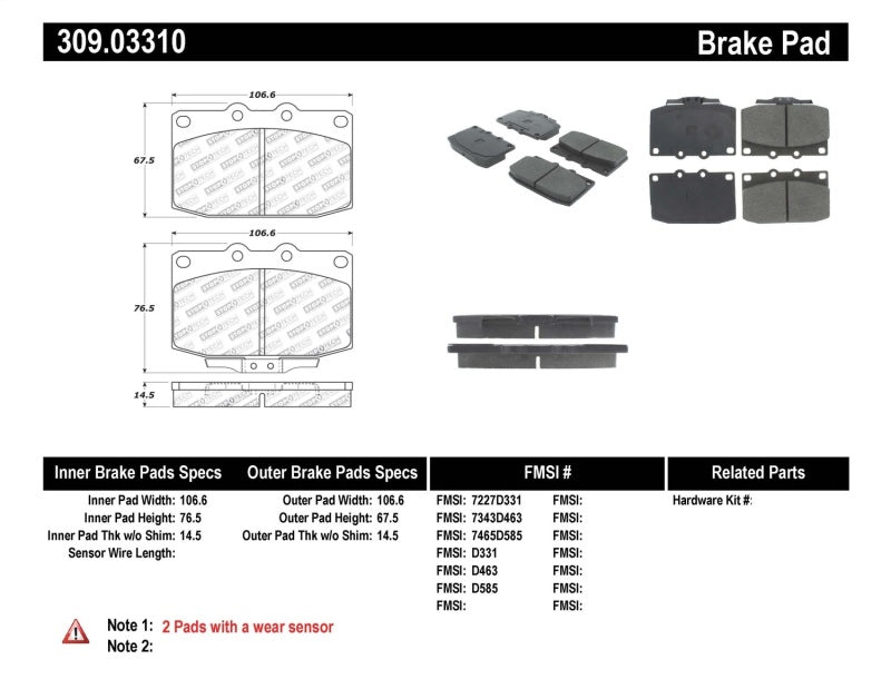 Load image into Gallery viewer, StopTech Performance 89-95 Mazda RX7 Front Brake Pads
