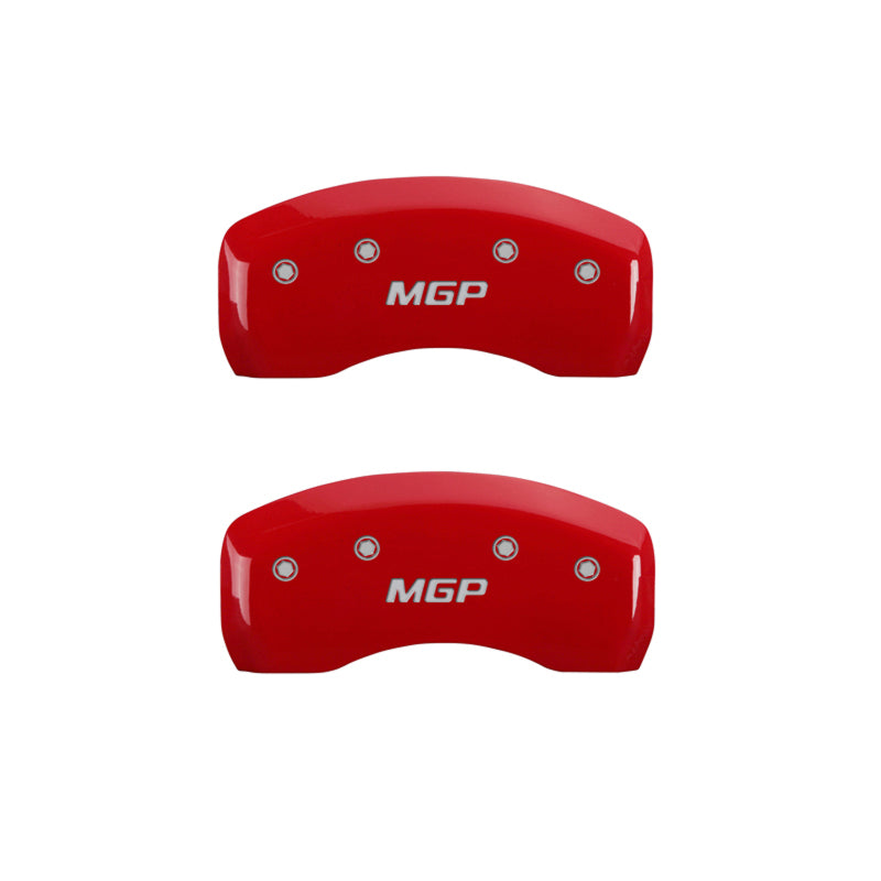 Load image into Gallery viewer, MGP 4 Caliper Covers Engraved Front &amp; Rear MGP Red finish silver ch
