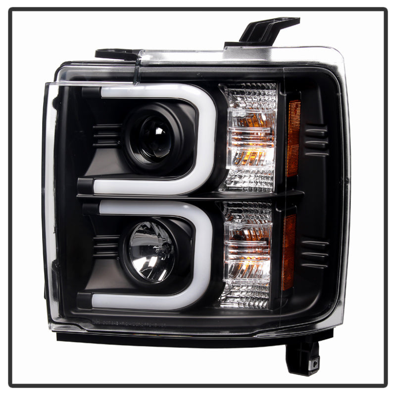 Load image into Gallery viewer, Spyder Chevy Silverado 2014-16 2500 HD Projector Headlights Light Bar DRL Blk PRO-YD-CSHD14-LBDRL-BK
