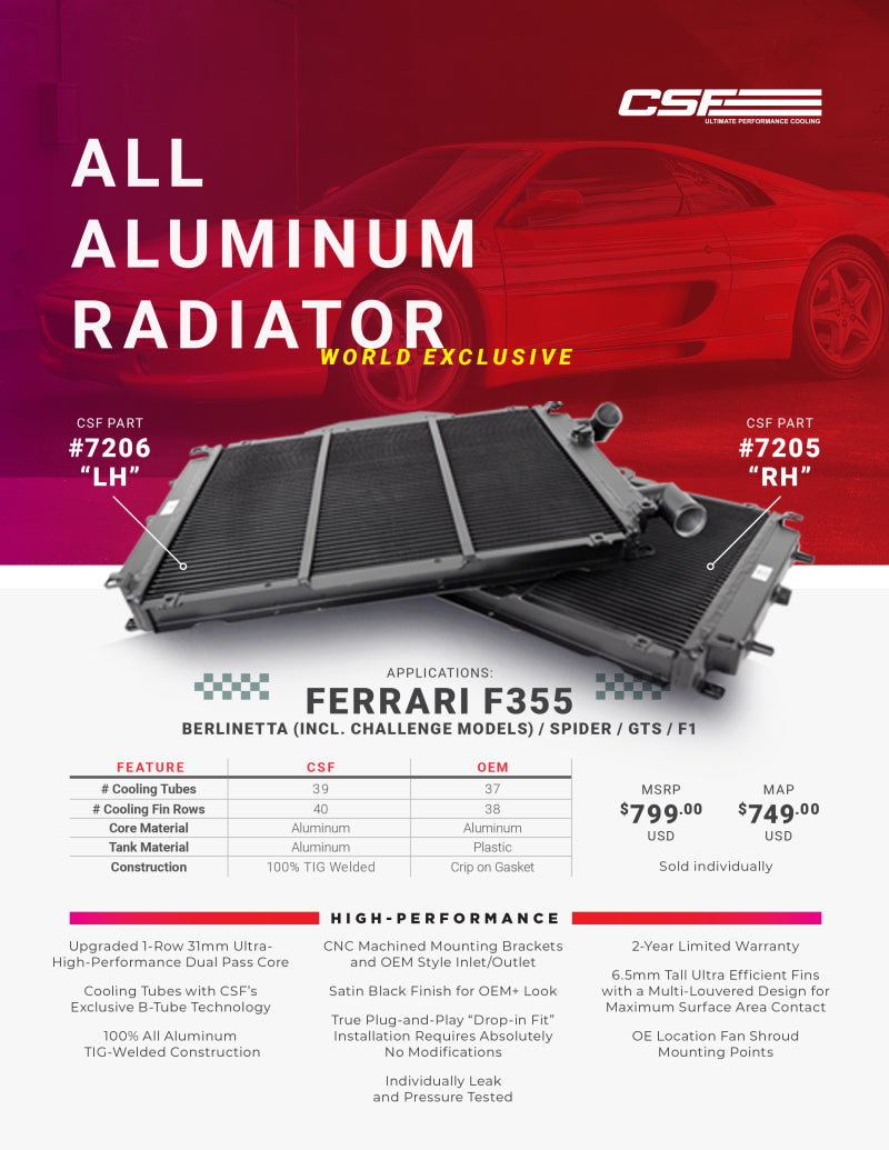 Load image into Gallery viewer, CSF Ferrari F355 High Performance All-Aluminum Radiator - Right
