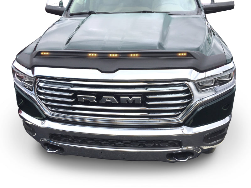 Load image into Gallery viewer, AVS 2019 Dodge Ram 1500 Aeroskin Low Profile Hood Shield w/ Lights - Black
