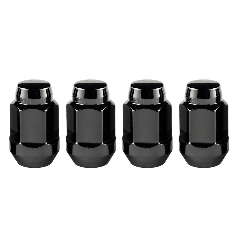Load image into Gallery viewer, McGard Hex Lug Nut (Cone Seat Bulge Style) M14X1.5 / 22mm Hex / 1.635in. Length (4-Pack) - Black
