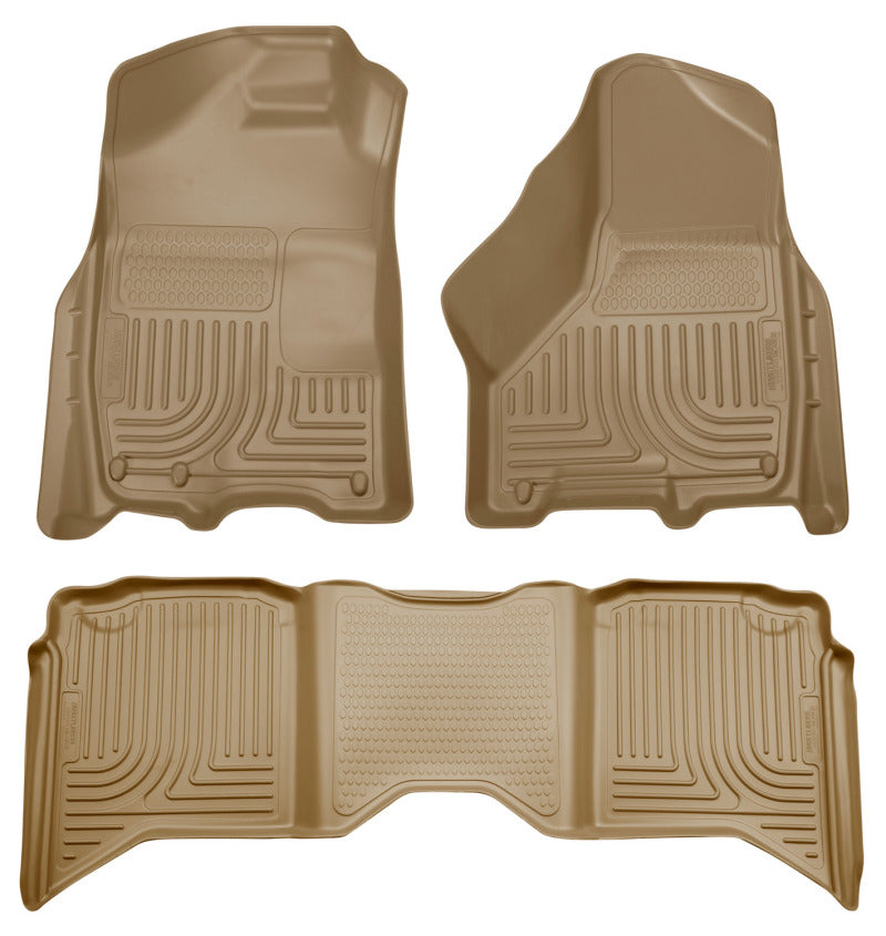 Load image into Gallery viewer, Husky Liners 2012 Dodge Ram 1500/2500/3500 Crew Cab WeatherBeater Combo Tan Floor Liners
