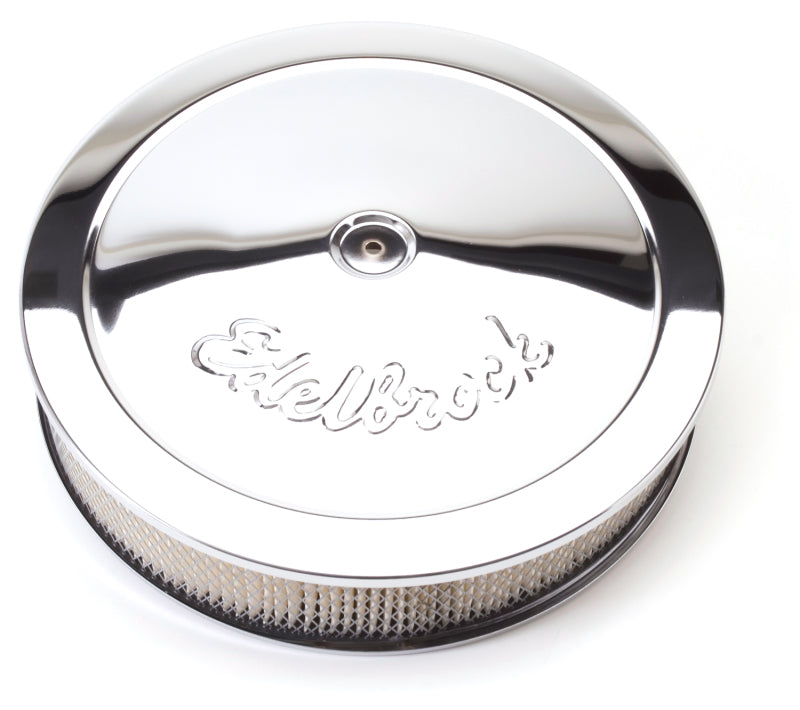 Load image into Gallery viewer, Edelbrock Air Cleaner Pro-Flo Series Round Steel Top Paper Element 14In Dia X 3 75In Dropped Base
