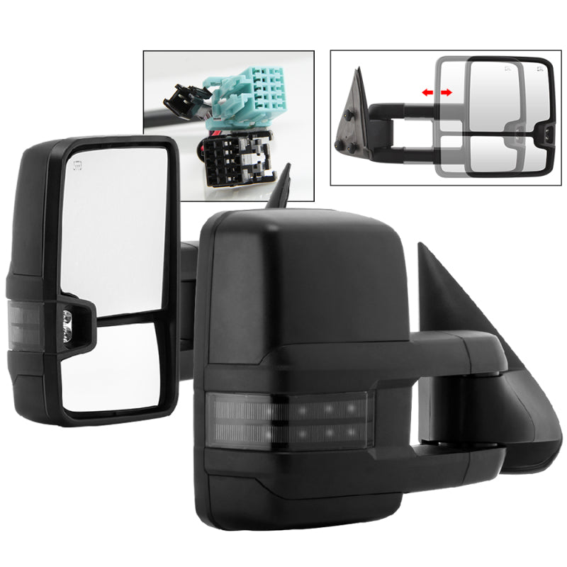 Load image into Gallery viewer, xTune Chevy Silverado 03-06 G2 Heated Smoke LED Signal Telescoping Mirrors MIR-CS03S-G2-PWH-SM-SET
