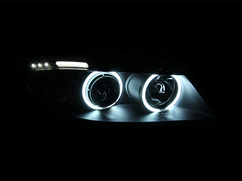 Load image into Gallery viewer, ANZO 2006-2008 BMW 3 Series E90-E91 Projector Headlights w/ Halo w/ LED Bar Black (CCFL)
