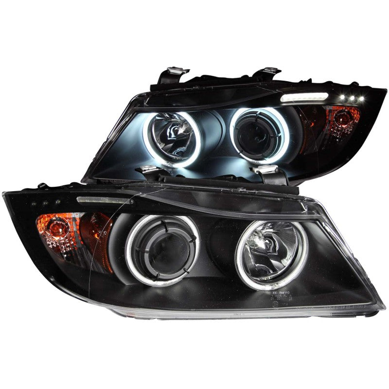 Load image into Gallery viewer, ANZO 2006-2008 BMW 3 Series E90-E91 Projector Headlights w/ Halo w/ LED Bar Black (CCFL)
