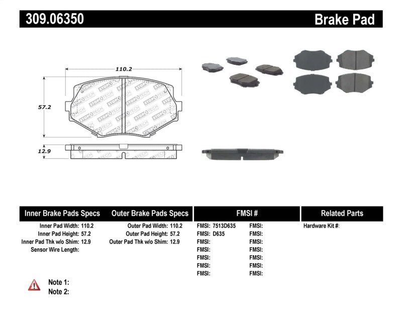 Load image into Gallery viewer, StopTech Performance 94-97/99-05 Miata w/Normal Suspension Front Brake Pads D635
