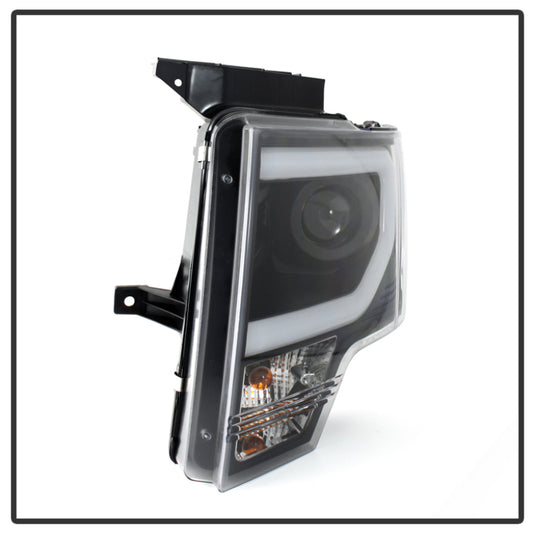 Spyder Ford F150 09-14 Projector Headlights Halogen Model- Light Bar DRL Blk PRO-YD-FF15009-LBDRL-BK