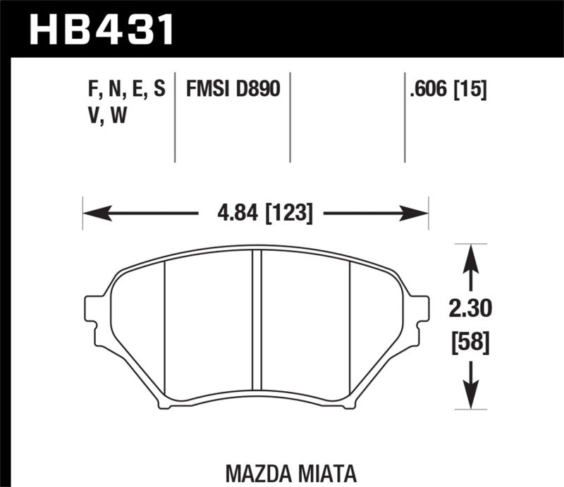Load image into Gallery viewer, Hawk 01-05 Miata w/ Sport Suspension HPS  Street Front Brake Pads D890
