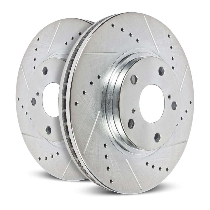 Load image into Gallery viewer, Power Stop 03-06 Mitsubishi Lancer Front Evolution Drilled &amp; Slotted Rotors - Pair
