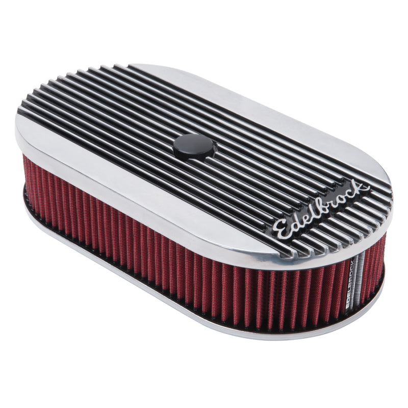 Load image into Gallery viewer, Edelbrock Air Cleaner Elite II Oval Single 4-Bbl Carb 2 5In Red Element Polished
