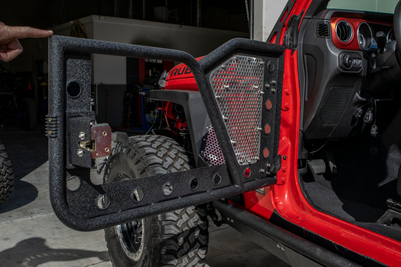 Load image into Gallery viewer, DV8 Offroad Jeep 18+ Wrangler JL / 20+ Gladiator JT Front Rock Doors w/ Perforated Aluminum Mesh
