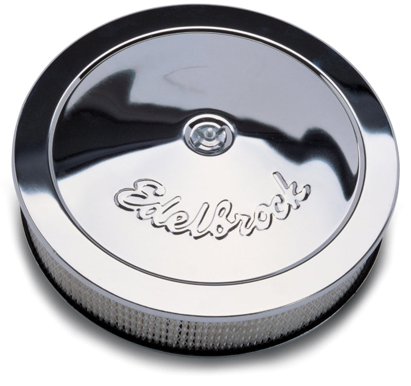 Load image into Gallery viewer, Edelbrock Air Cleaner Pro-Flo Series Round Steel Top Paper Element 14In Dia X 3 313In Chrome
