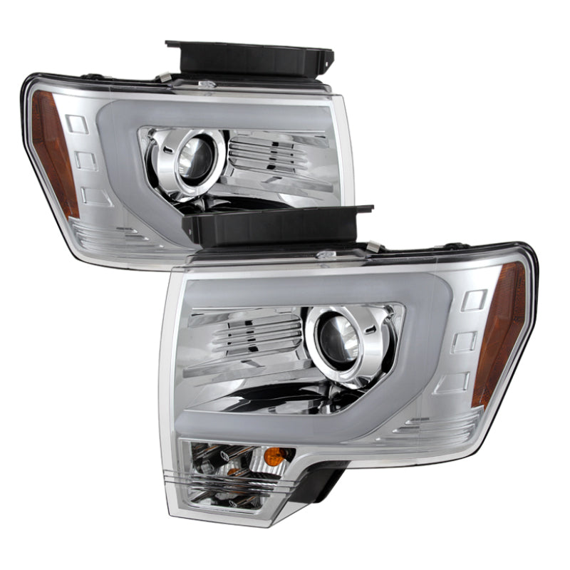 Load image into Gallery viewer, Spyder Ford F150 13-14 Projector Fctry Xenon Model- Light Bar DRL Chrm PRO-YD-FF15013-LBDRL-HID-C
