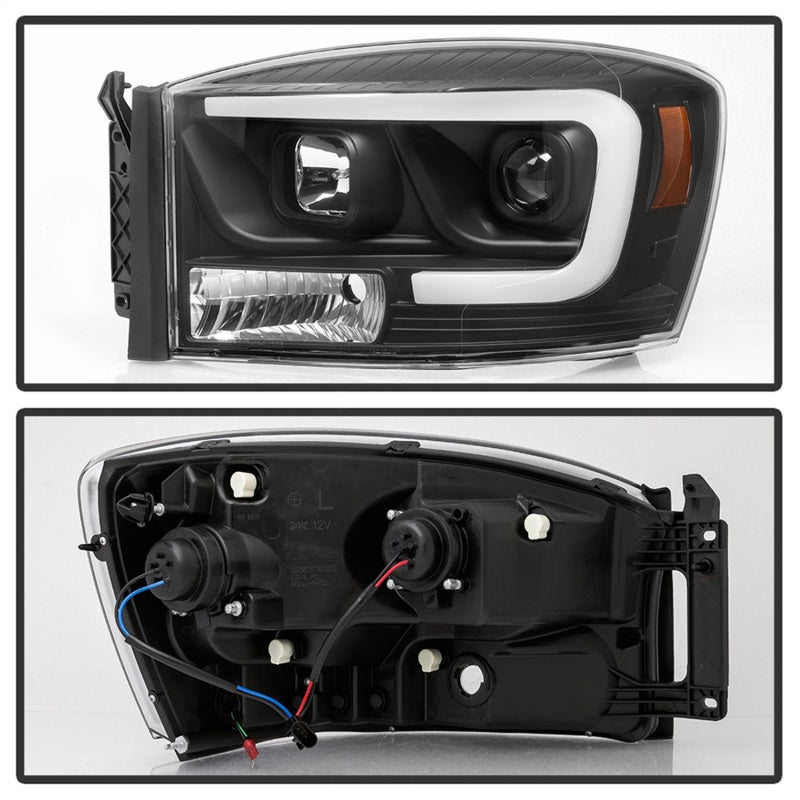 Load image into Gallery viewer, Spyder Dodge Ram 1500 06-08 V2 Projector Headlights - Light Bar DRL - Black (PRO-YD-DR06V2-LB-BK)
