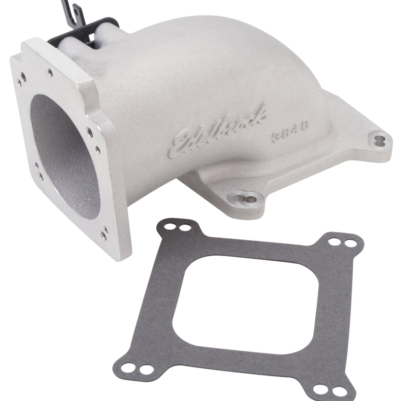 Load image into Gallery viewer, Edelbrock Low Profile Intake Elbow 90mm Throttle Body to Square-Bore Flange As-Cast Finish
