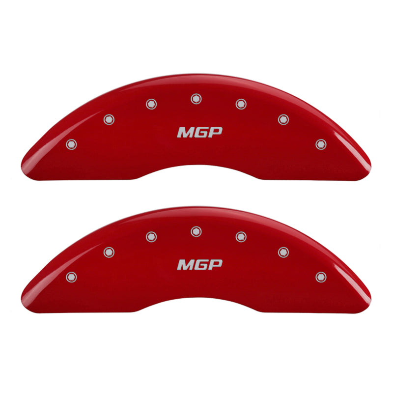 Load image into Gallery viewer, MGP 4 Caliper Covers Engraved Front &amp; Rear MGP Red finish silver ch
