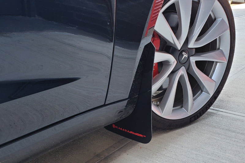 Load image into Gallery viewer, Rally Armor 17-22 Tesla Model 3 Black UR Mud Flap w/ Red Logo
