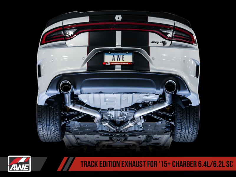 Load image into Gallery viewer, AWE Tuning 2015+ Dodge Charger 6.4L/6.2L Supercharged Track Edition Exhaust - Diamond Black Tips
