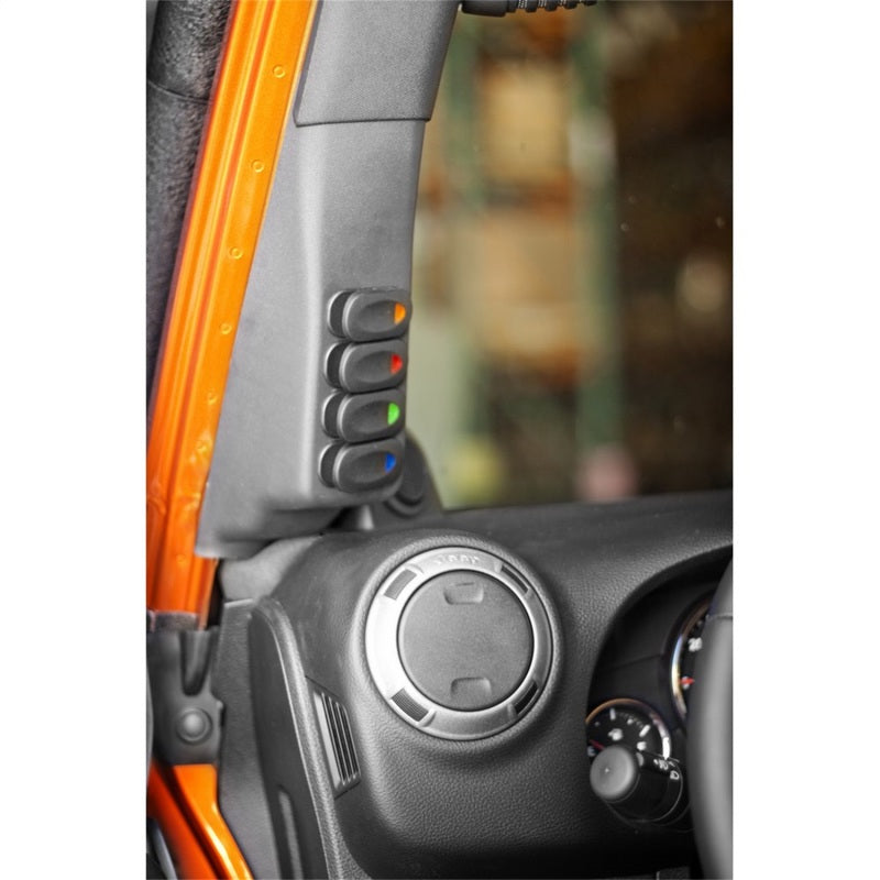 Load image into Gallery viewer, Rugged Ridge A-Pillar 4 Switch Pod Kit Black LHD 11-18 JK
