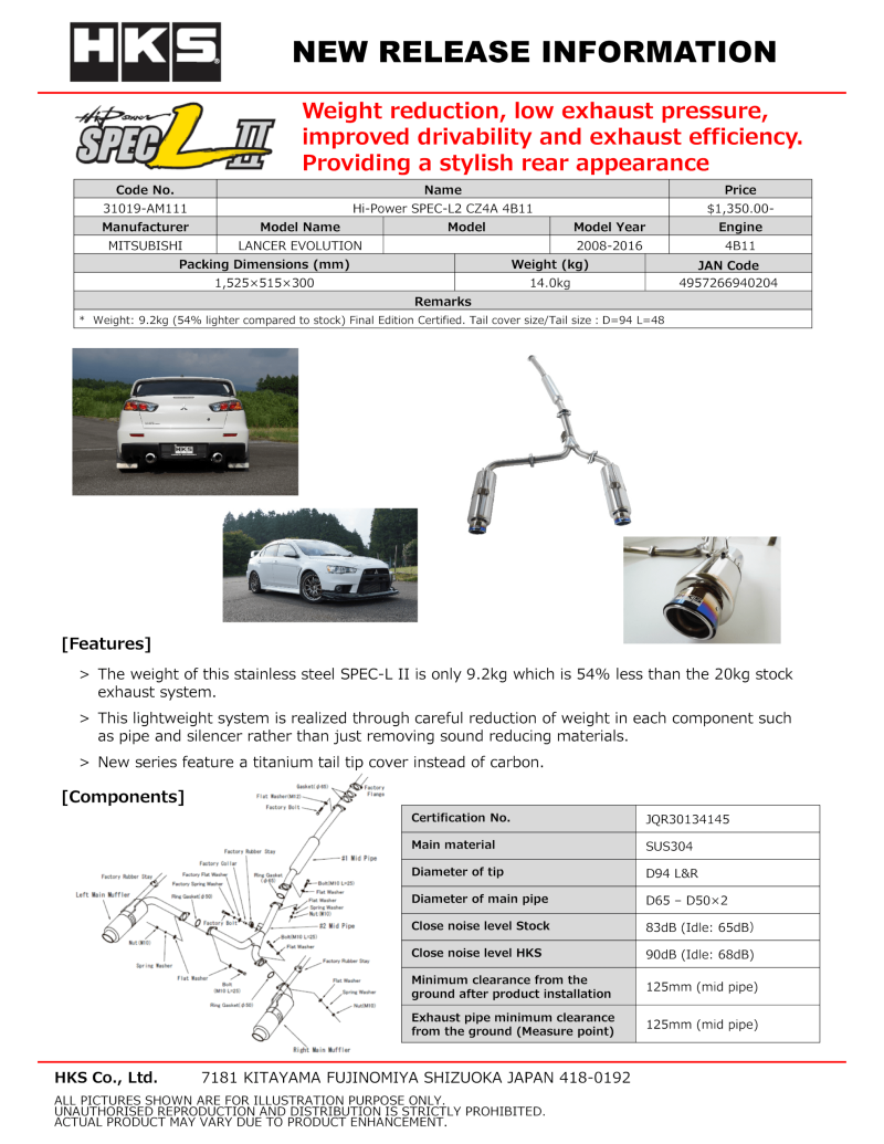 Load image into Gallery viewer, HKS Hi-Power SPEC-L2 CZ4A 4B11
