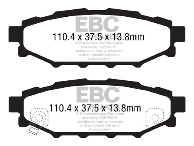 Load image into Gallery viewer, EBC 12+ Subaru BRZ 2.0 (solid rear rotors) Greenstuff Rear Brake Pads

