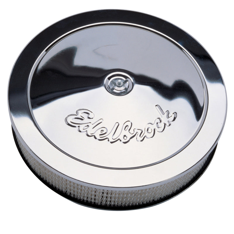 Load image into Gallery viewer, Edelbrock Air Cleaner Pro-Flo Series Round Steel Top Paper Element 14In Dia X 3 313In Chrome
