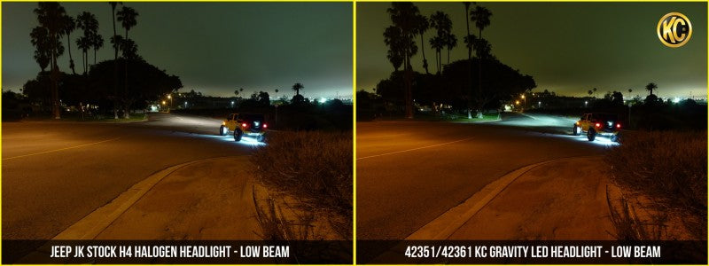 Load image into Gallery viewer, KC HiLiTES 97-06 Jeep TJ/Univ. 7in. Gravity LED H4 DOT Approved Replac. Headlight (Pair Pack System)
