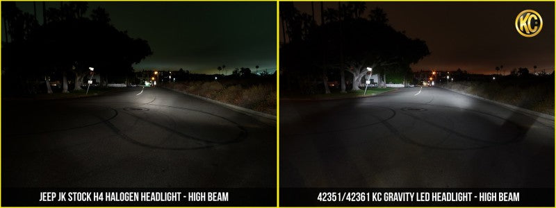 Load image into Gallery viewer, KC HiLiTES 97-06 Jeep TJ/Univ. 7in. Gravity LED H4 DOT Approved Replac. Headlight (Pair Pack System)
