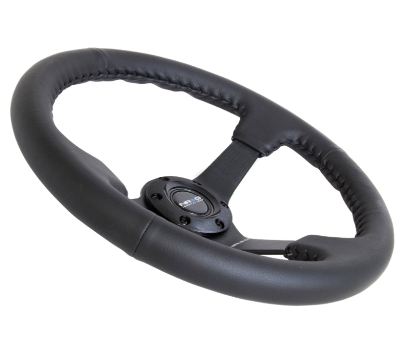 Load image into Gallery viewer, NRG Reinforced Steering Wheel (350mm / 3in. Deep) Bk Leather w/Bk BBall Stitch (Odi Bakchis Edition)
