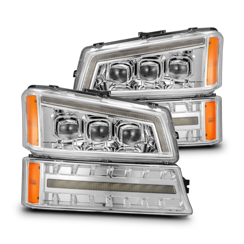 Load image into Gallery viewer, AlphaRex 03-06 Chevy Silverado 1500/2500HD/3500HD/Avalanche Chrome NOVA LED Proj Headlights
