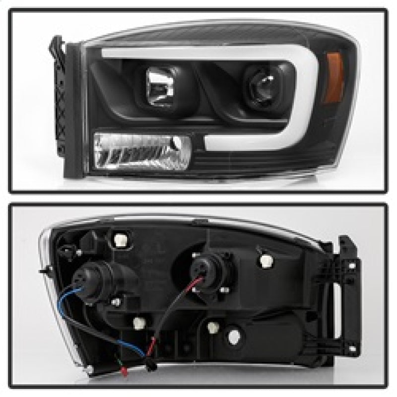 Load image into Gallery viewer, Spyder Dodge Ram 1500 06-08 V2 Projector Headlights - Light Bar DRL - Black (PRO-YD-DR06V2-LB-BK)
