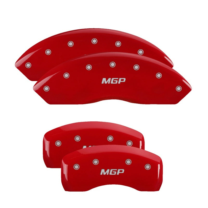 Load image into Gallery viewer, MGP 4 Caliper Covers Engraved Front &amp; Rear MGP Red finish silver ch
