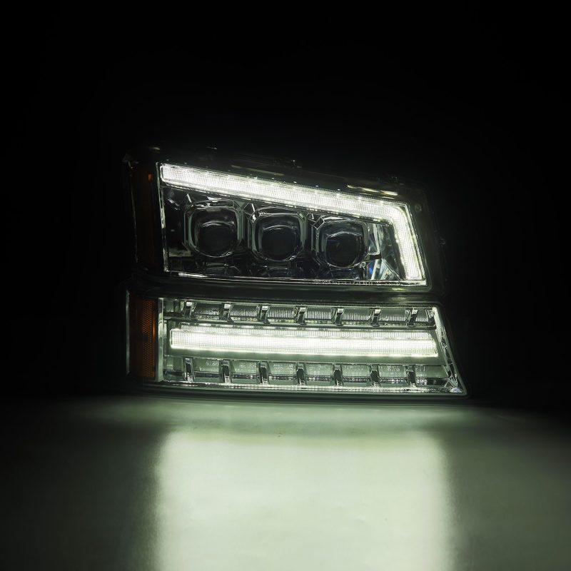 Load image into Gallery viewer, AlphaRex 03-06 Chevy Silverado 1500/2500HD/3500HD/Avalanche Chrome NOVA LED Proj Headlights
