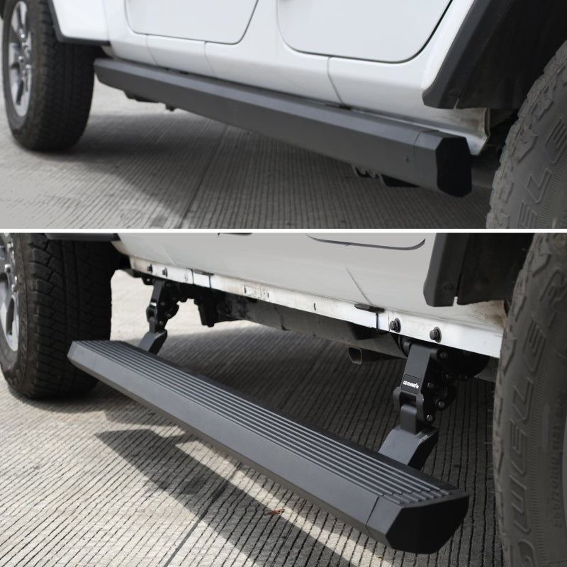 Load image into Gallery viewer, Go Rhino 18-23 Jeep Wrangler 4dr E-BOARD E1 Electric Running Board Kit (Drilling Req.) - Tex. Blk
