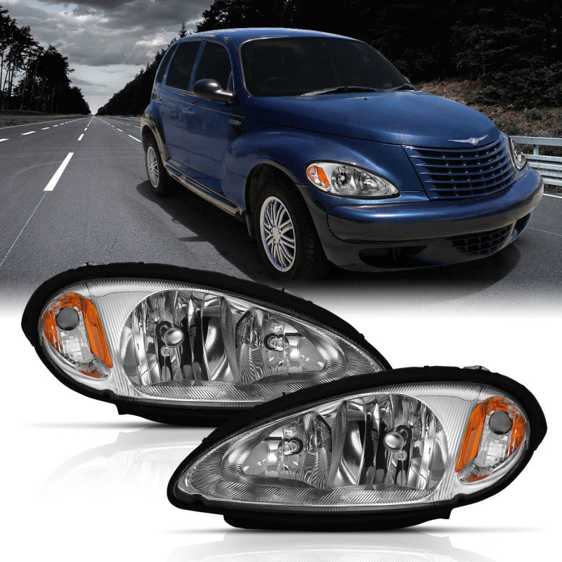 Load image into Gallery viewer, ANZO 2001-2005 Chrysler Pt Cruiser Crystal Headlight Chrome Amber (OE)
