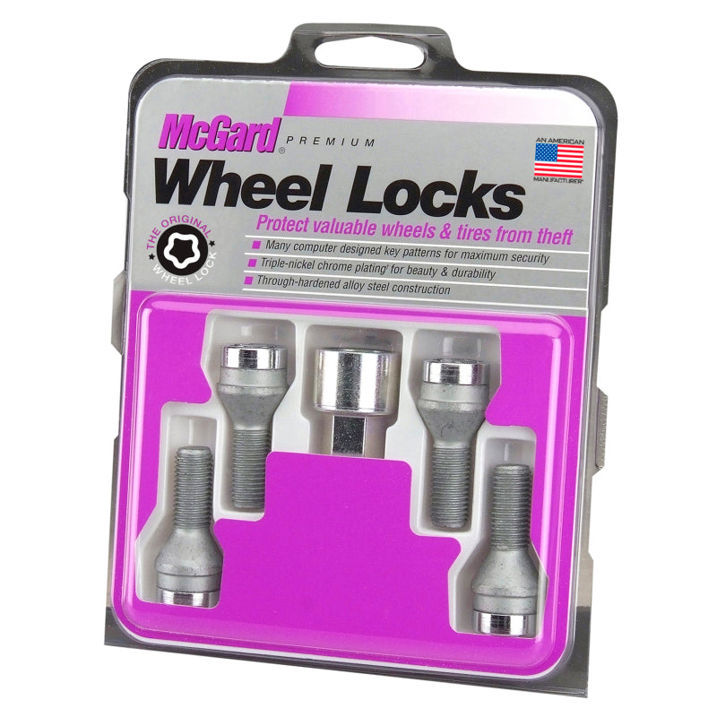 Load image into Gallery viewer, McGard Wheel Lock Bolt Set - 4pk. (Cone Seat) M12X1.25 / 17mm Hex / 22.0mm Shank Length - Chrome
