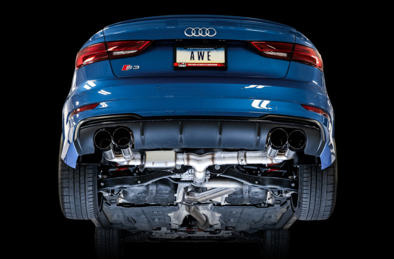 Load image into Gallery viewer, AWE Tuning Audi 8V S3 SwitchPath Exhaust w/Diamond Black Tips 102mm
