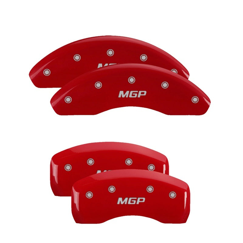Load image into Gallery viewer, MGP 4 Caliper Covers Engraved Front &amp; Rear MGP Red Power Coat Finish Silver Characters-Honda Accord

