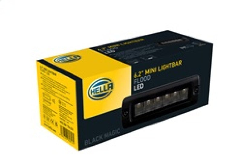 Load image into Gallery viewer, Hella Universal Black Magic 6 L.E.D. Flush Mount Mini Light Bar - Flood Beam
