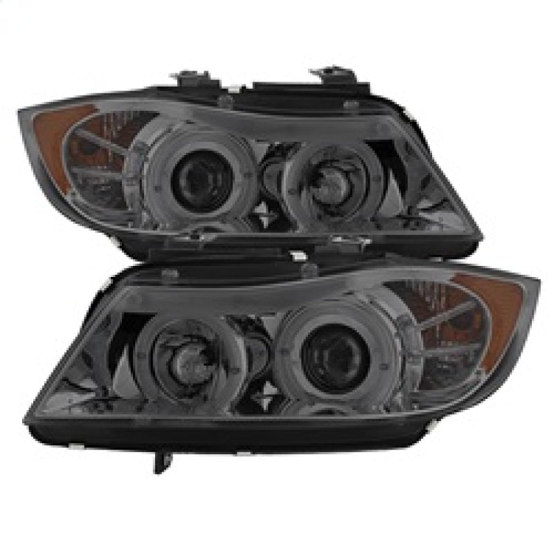 Load image into Gallery viewer, Spyder BMW E90 3-Series 06-08 (4 dr) Proj LED Halo Amber Reflctr Rplc Bulb Smke PRO-YD-BMWE9005-AM-S
