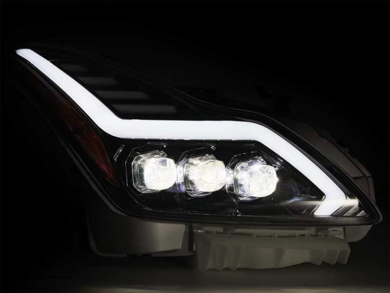 Load image into Gallery viewer, AlphaRex 08-13 Infiniti G37 Coupe SD NOVA LED Proj Headlights Plank Gloss Blk w/Activ Light/Seq Sig
